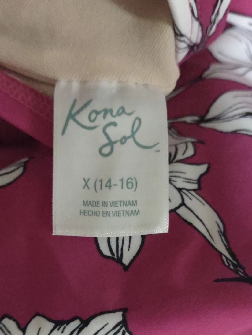 XL 14-16 Kona Sol Fuchsia Floral Twist-Front Camisole - Picture 3 of 3